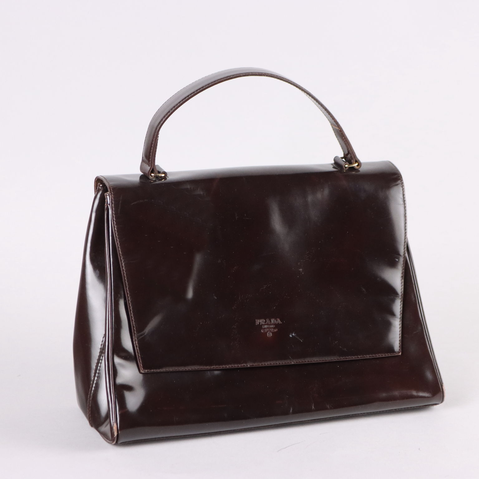 Vintage Prada Bag Brown Leather with Pocket Italy
