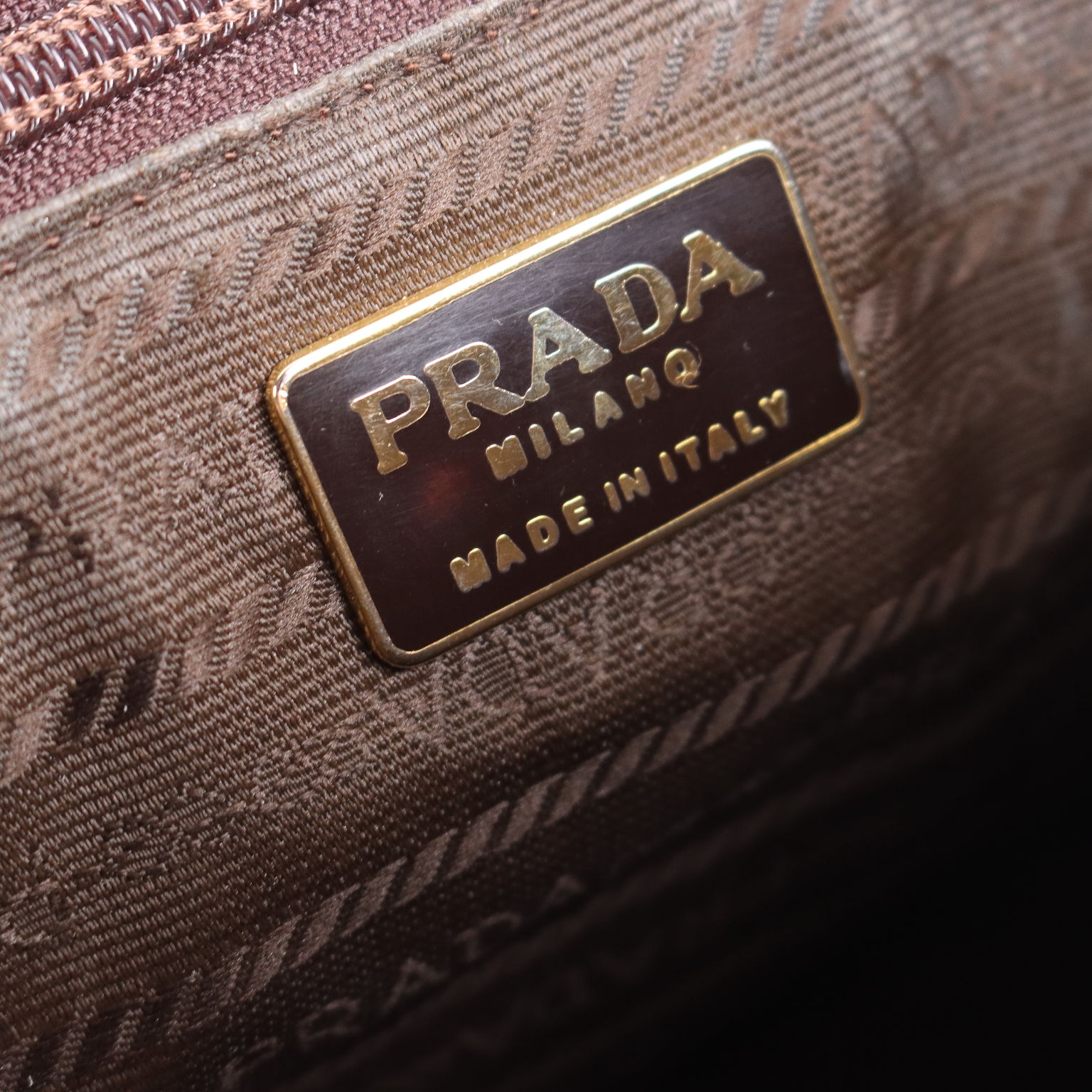 Vintage Prada Bag Brown Leather with Pocket Italy