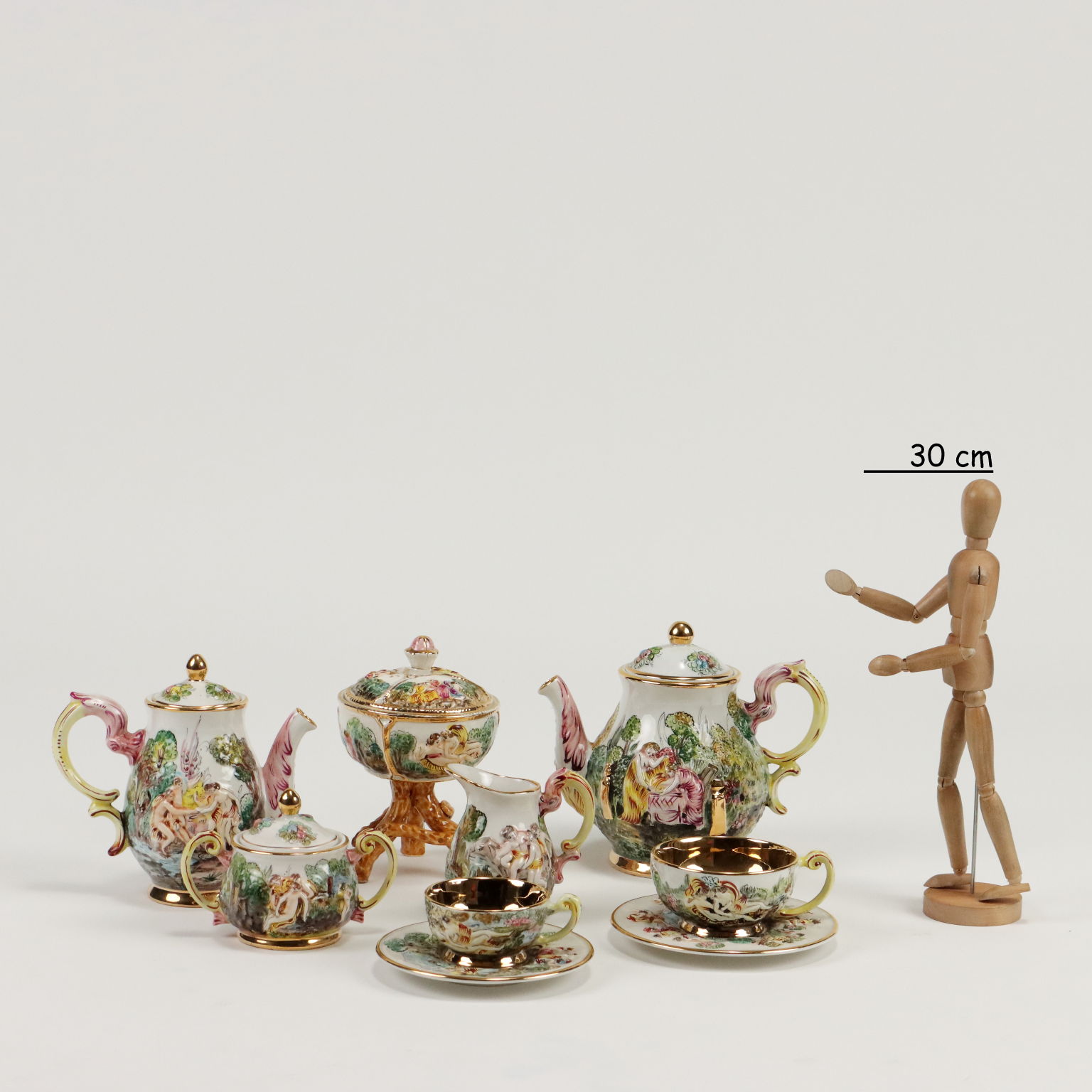 Antiker Tee- und Kaffeeservice aus Keramik von Capodimonte '900