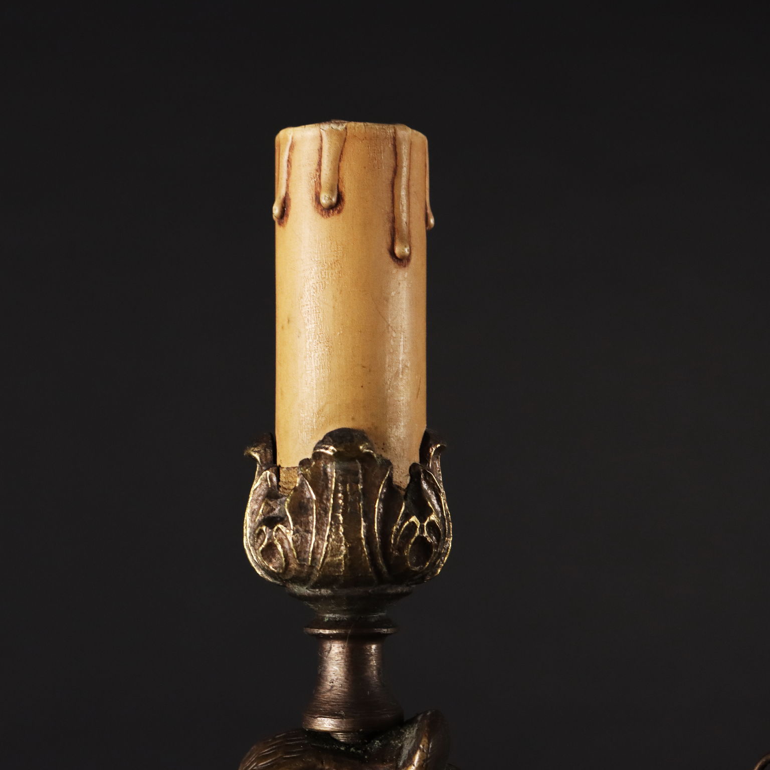 Antike Stehlampe im Renaissance Stil Italien '900 Bronze 3 Lichter