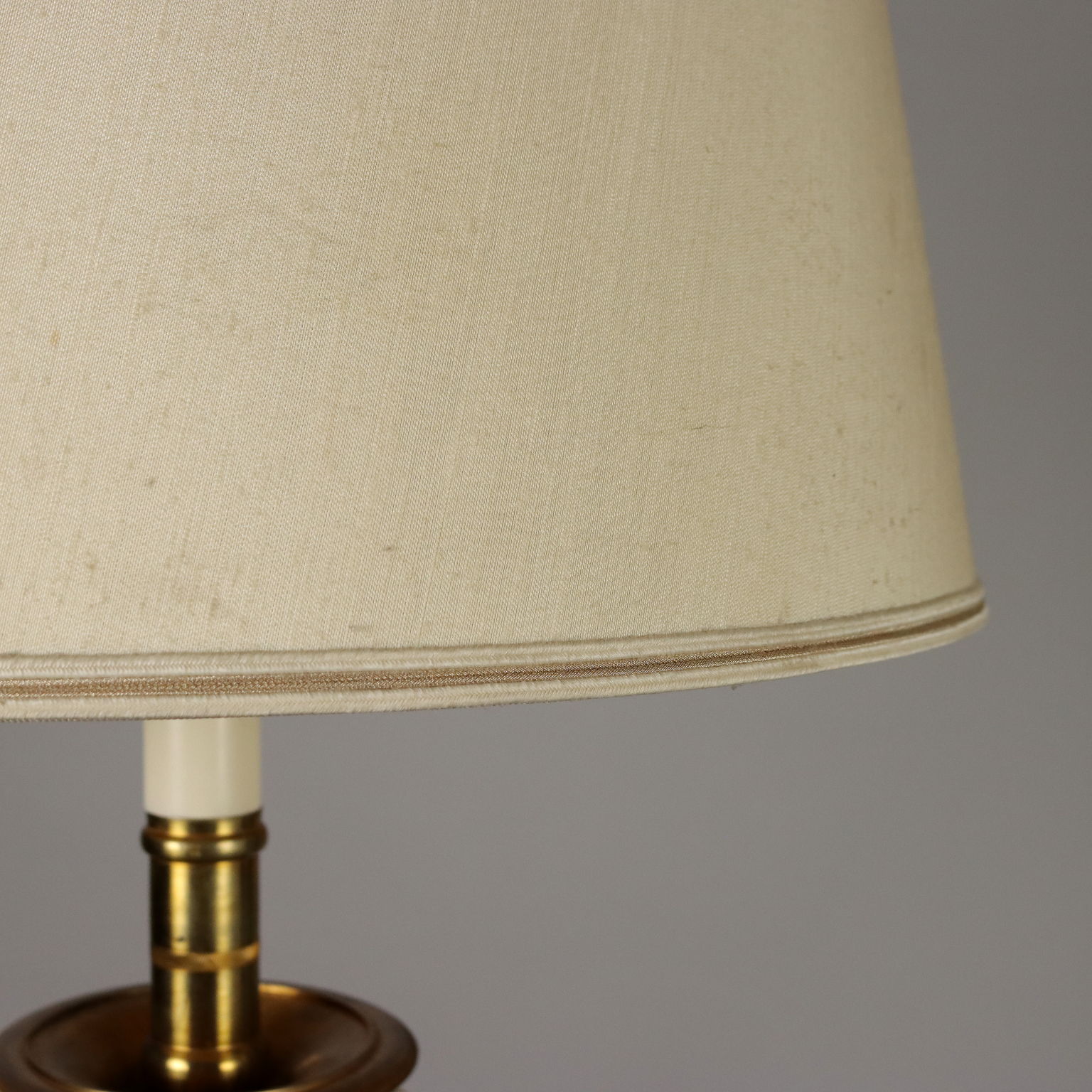 Antique Floor Lamp Brass Fabric Lampshade Italy XIX Century