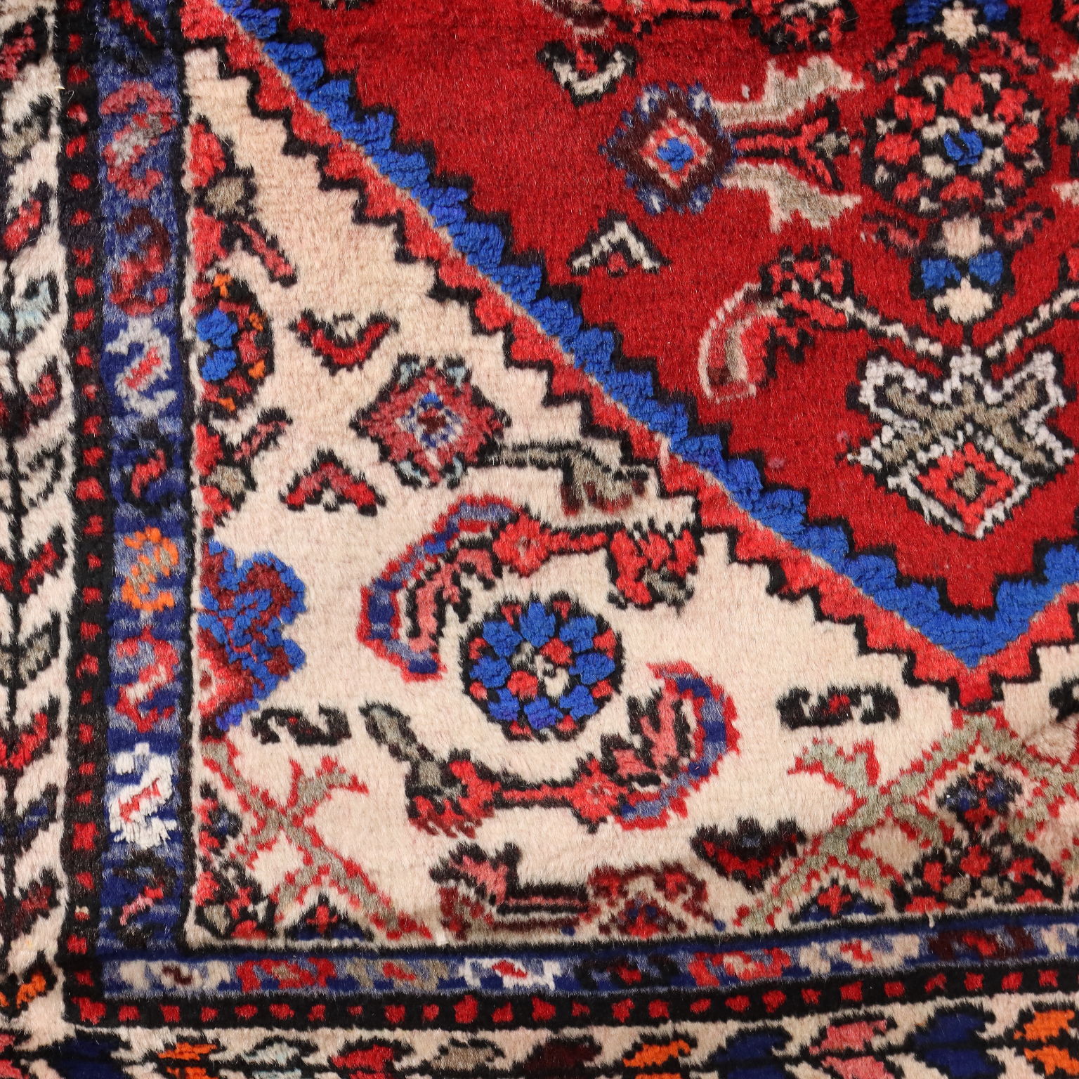 Antiker Asiatischer Teppich Baumwolle Wolle Großer Knoten 303 x 92 cm