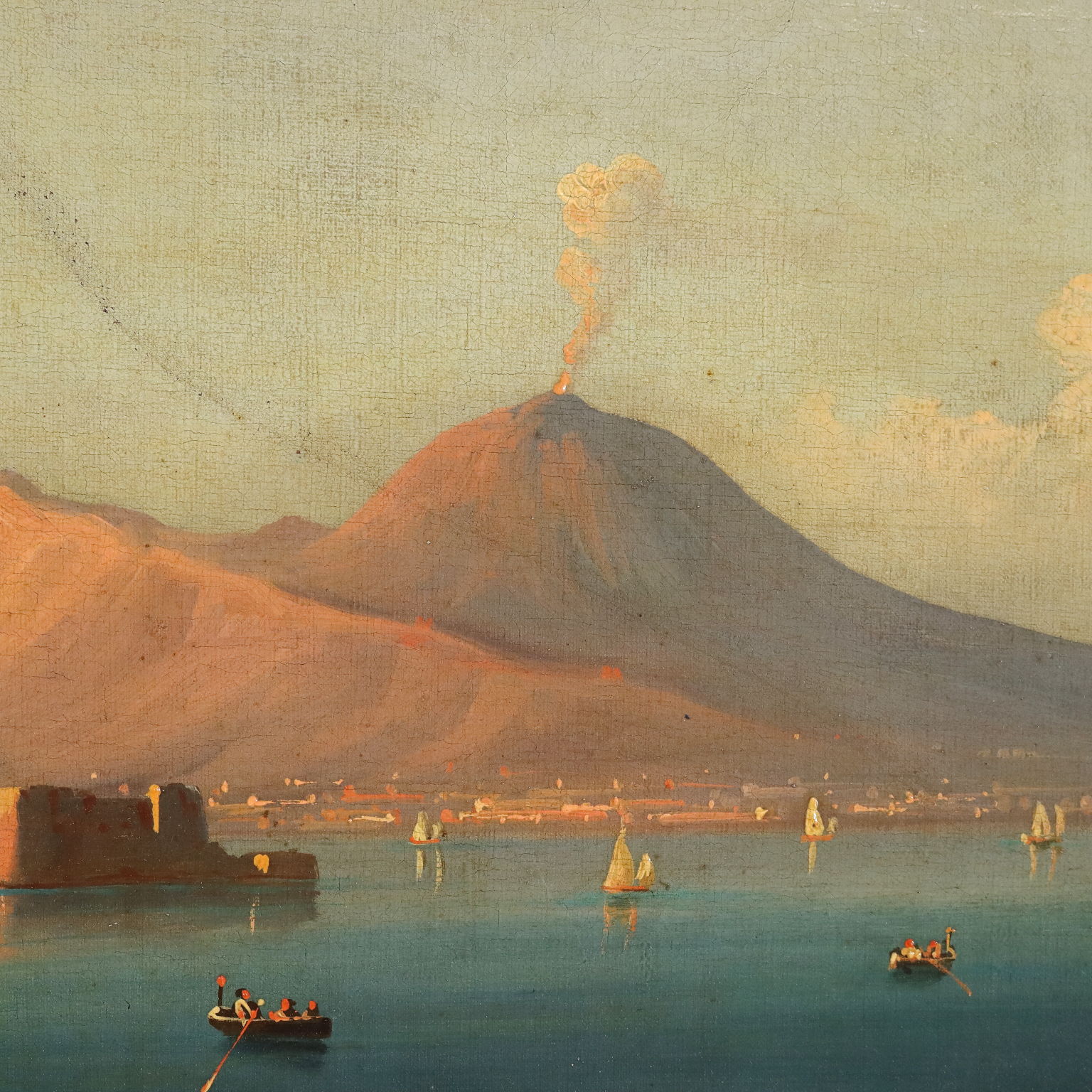 Vue sur le Golfe de Naples Huile sur Toile Italie XIXe Siècle