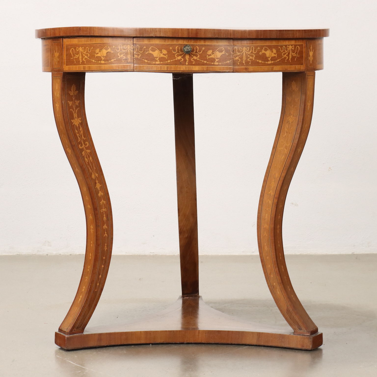 Table Basse Ancienne en Style Néoclassique Plateau Ronde '900