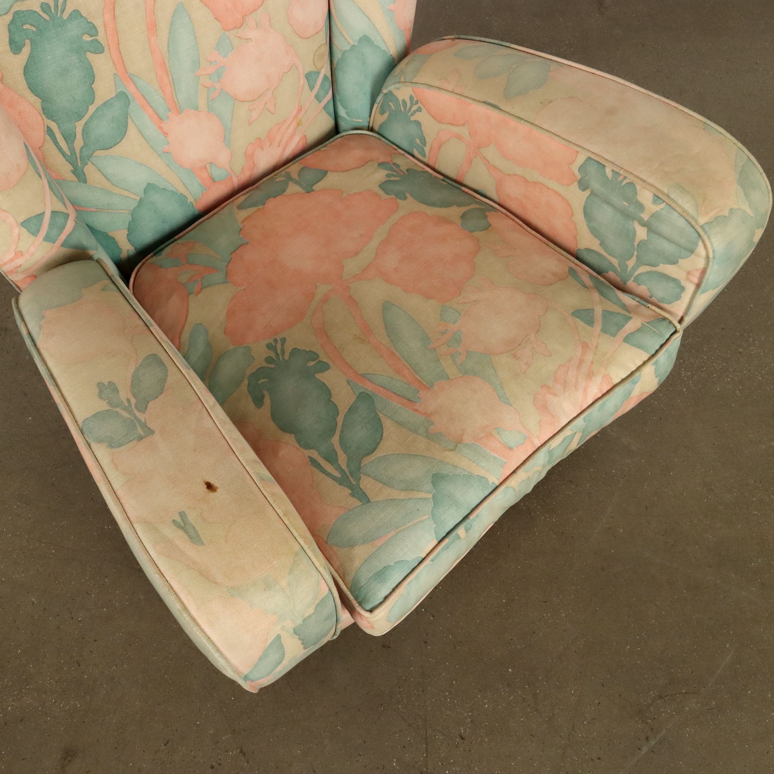 Pair of Vintage 1950s Armchairs Fabric Italy