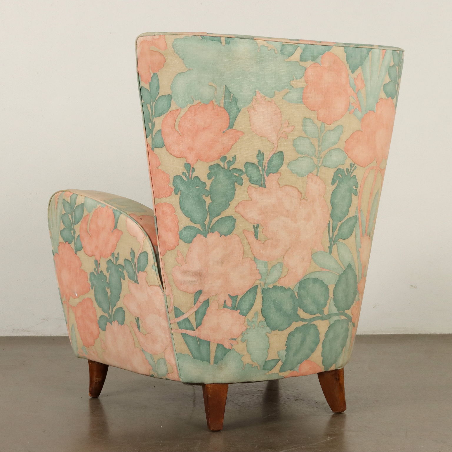 Pair of Vintage 1950s Armchairs Fabric Italy