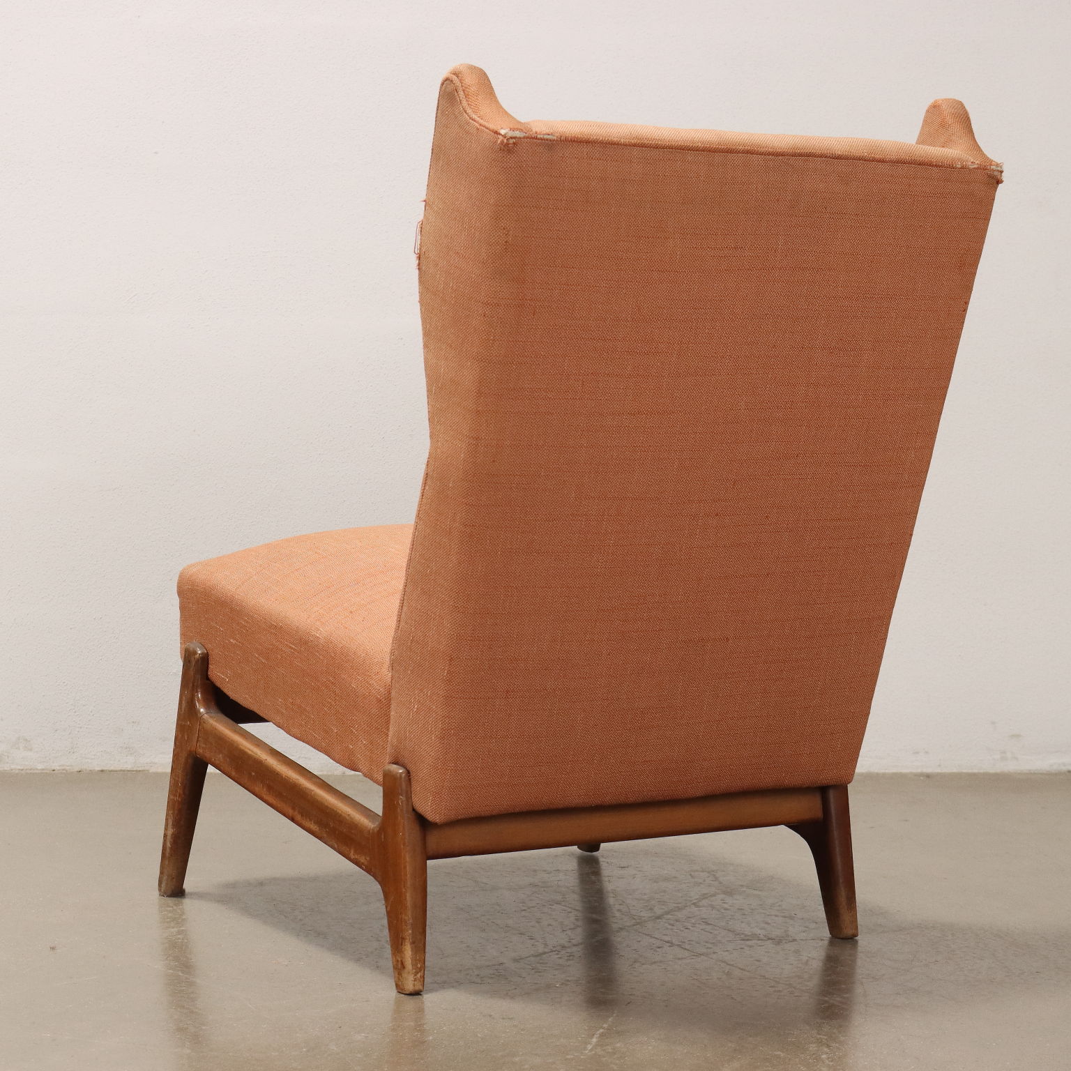 Paar Vintage Sessel aus Holz Stoff Italien der 50er Jahre