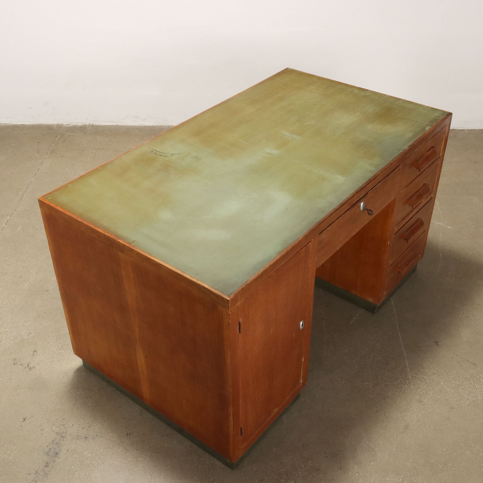 Bureau Vintage Plaqué en Chêne Rouvre Italie des Années 1940